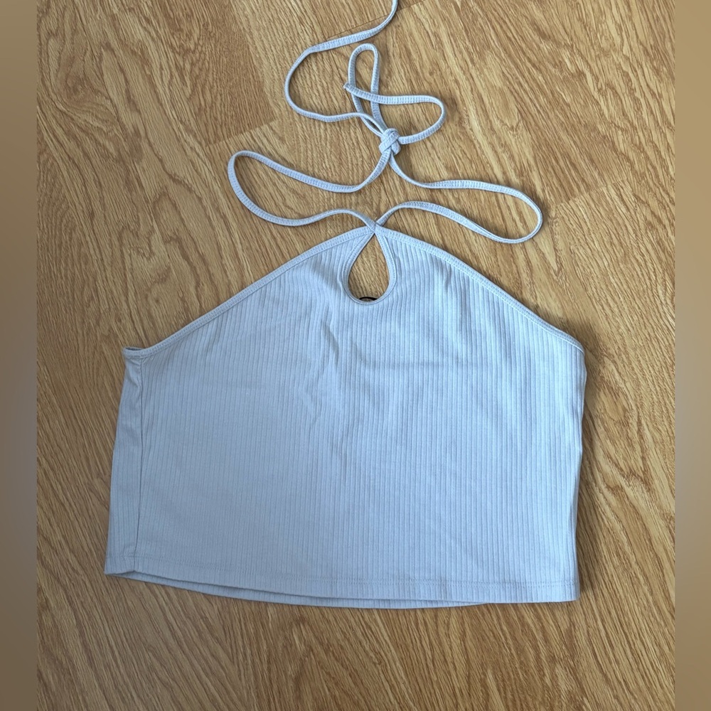 Double Zero Halter Crop Top - Soft Blue